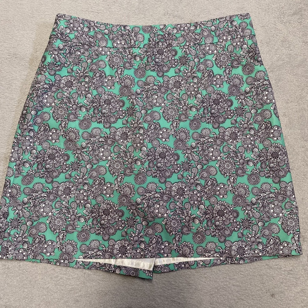 Peter Millar Golf Skirt Skort Womens 6 Green Floral Print Wicking Performance